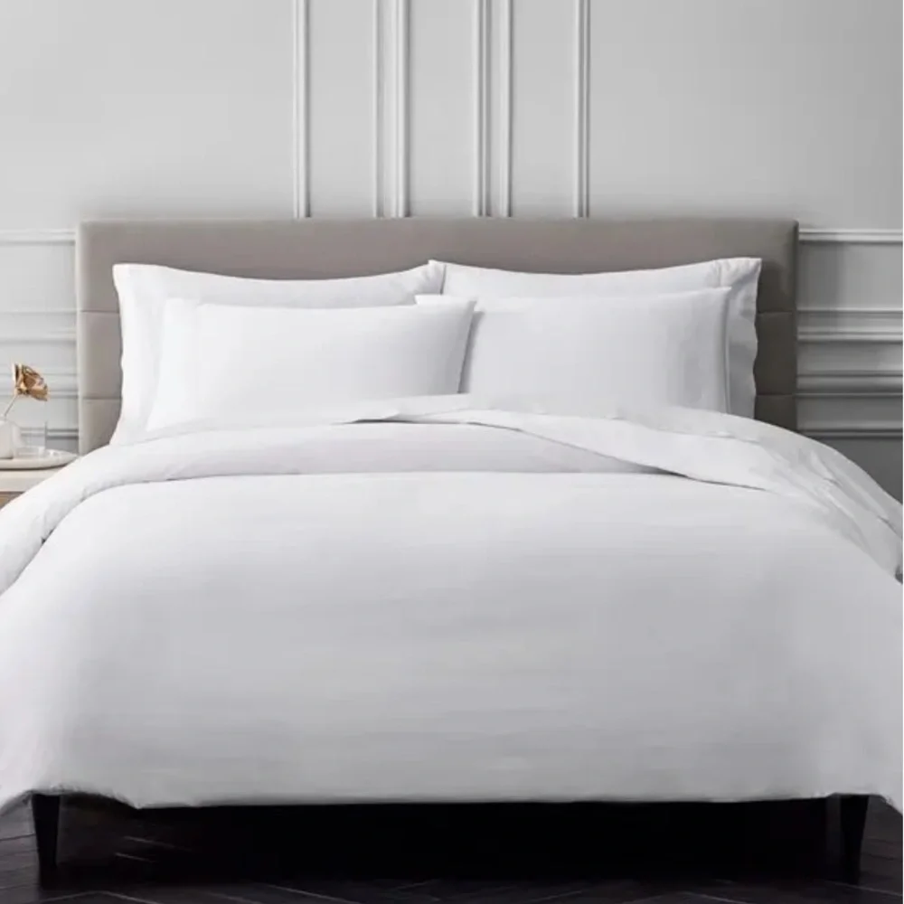 Aqua Knife Edge Egyptian Cotton Duvet Cover Sham Set Full Queen White